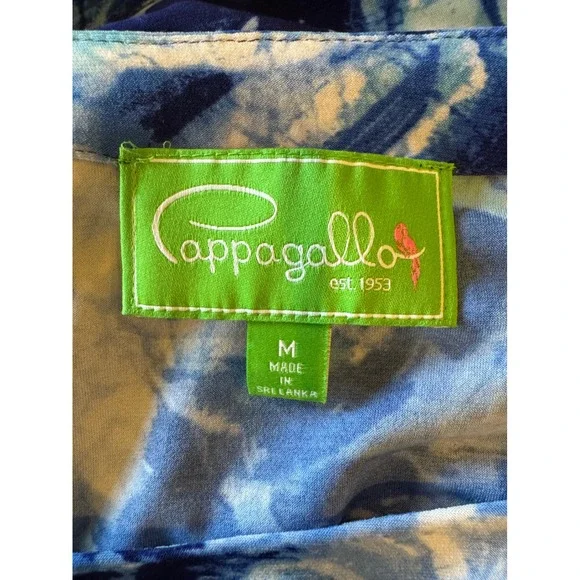 Pappagallo Dress Women Medium Blue Floral Bell Sleeve Mini Boho Flowy‎ Beach - Picture 3 of 11